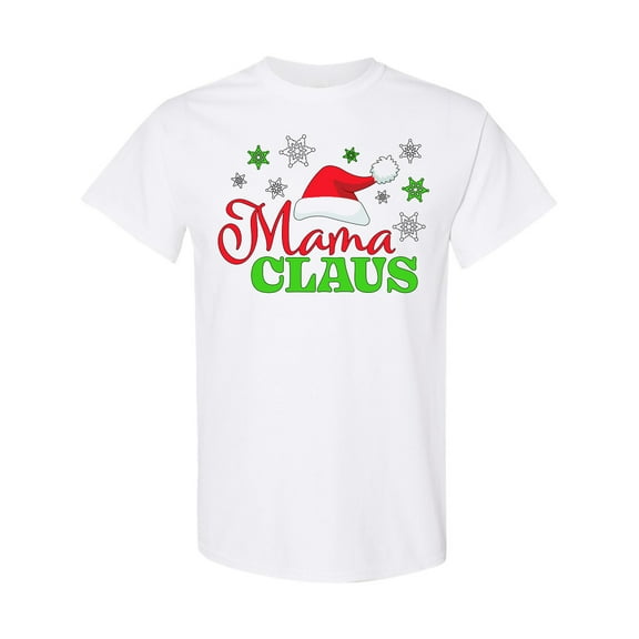 Inktastic Mama Claus with Christmas Santa Hat and Snowflakes T-Shirt