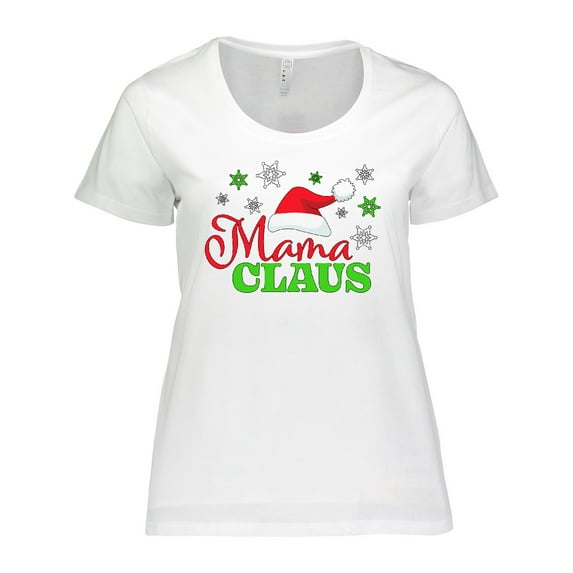 Inktastic Mama Claus with Christmas Santa Hat and Snowflakes Women's Plus Size T-Shirt