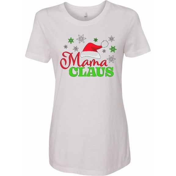 Inktastic Mama Claus with Christmas Santa Hat and Snowflakes Women's T-Shirt