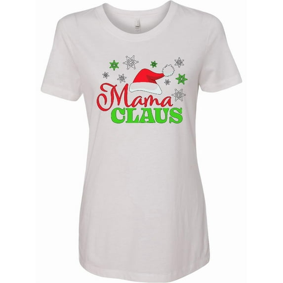 Inktastic Mama Claus with Christmas Santa Hat and Snowflakes Women's T-Shirt