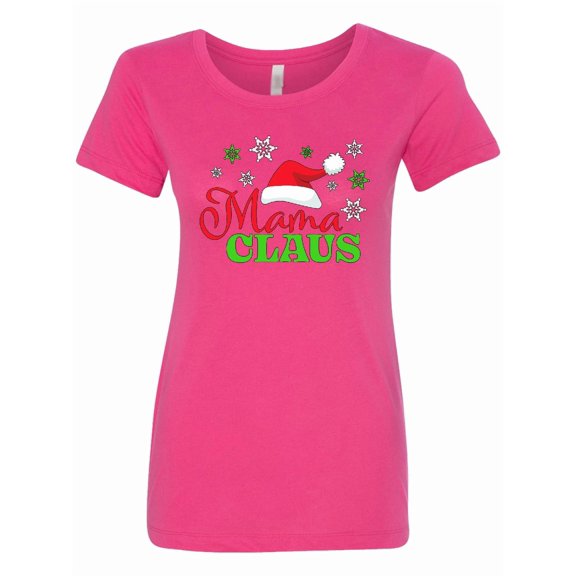 Inktastic Mama Claus with Christmas Santa Hat and Snowflakes Women's T-Shirt
