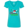 thumbnail image 1 of Inktastic Mama Claus with Christmas Santa Hat and Snowflakes Women's V-Neck T-Shirt, 1 of 5