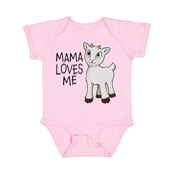 Inktastic Mama Loves Me- cute goat Boys or Girls Baby Bodysuit