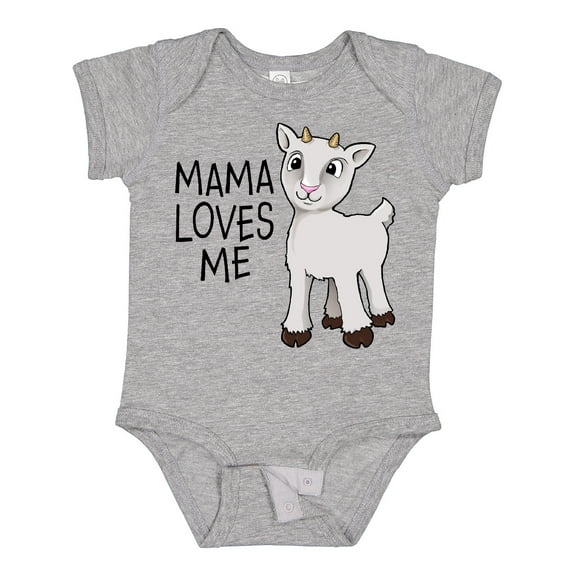 Inktastic Mama Loves Me- cute goat Boys or Girls Baby Bodysuit
