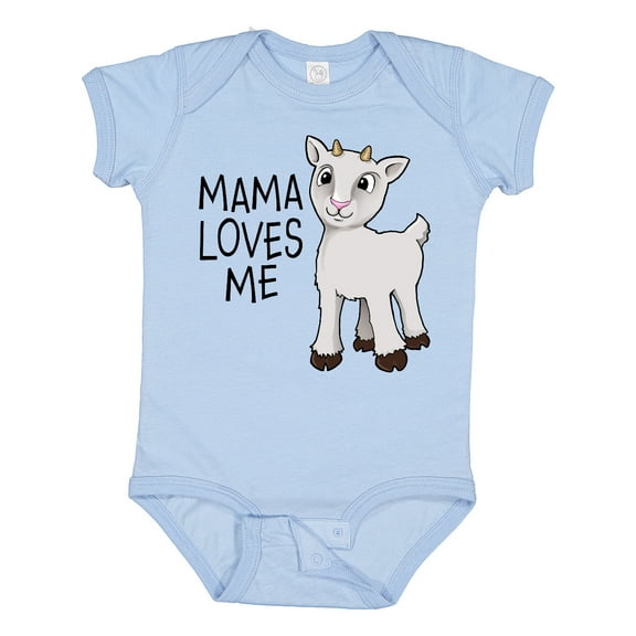 Inktastic Mama Loves Me- cute goat Boys or Girls Baby Bodysuit