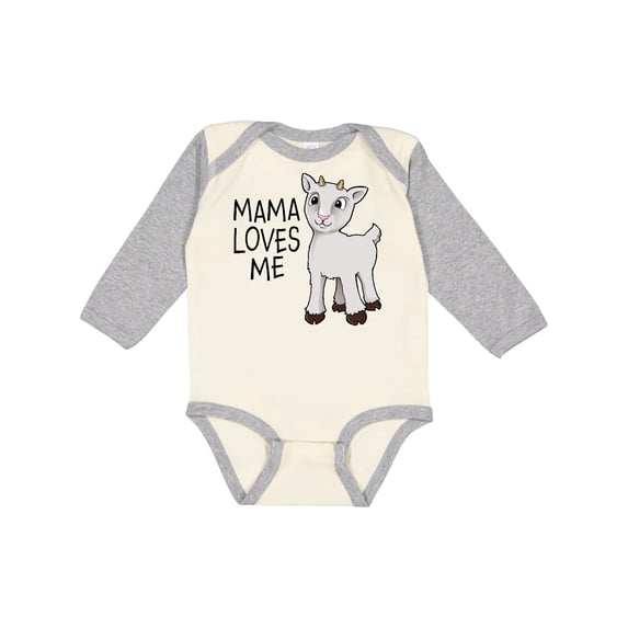 Inktastic Mama Loves Me- cute goat Boys or Girls Long Sleeve Baby Bodysuit
