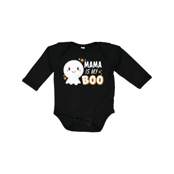 Inktastic Mama is My Boo with Cute Ghost Boys or Girls Long Sleeve Baby Bodysuit