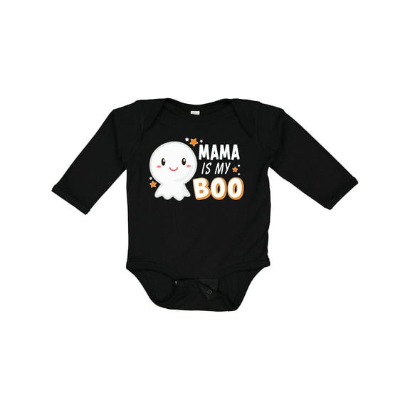 Inktastic Mama is My Boo with Cute Ghost Boys or Girls Long Sleeve Baby Bodysuit