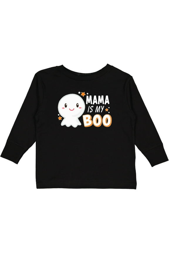 Mama is My Boo with Cute Ghost Boys or Girls Long Sleeve Toddler T-Shirt