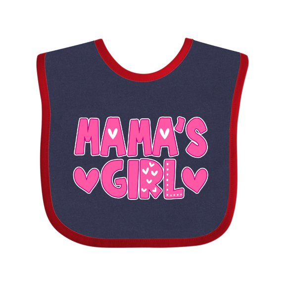 Inktastic Mama's Girl Pink with Hearts Girls Baby Bib