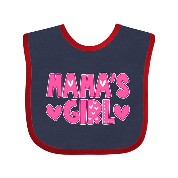 Inktastic Mama's Girl Pink with Hearts Girls Baby Bib