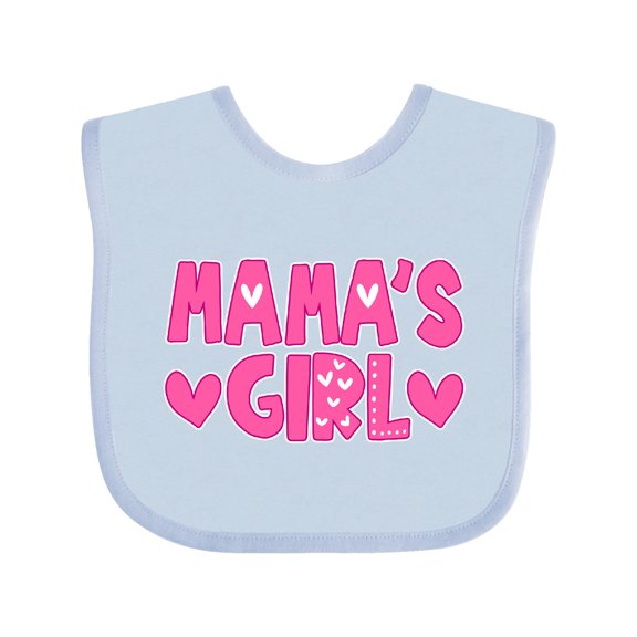 Inktastic Mama's Girl Pink with Hearts Girls Baby Bib