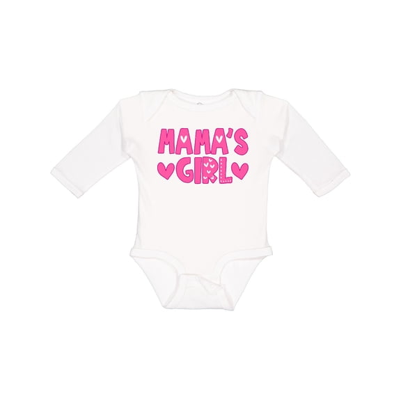 Inktastic Mama's Girl Pink with Hearts Girls Long Sleeve Baby Bodysuit