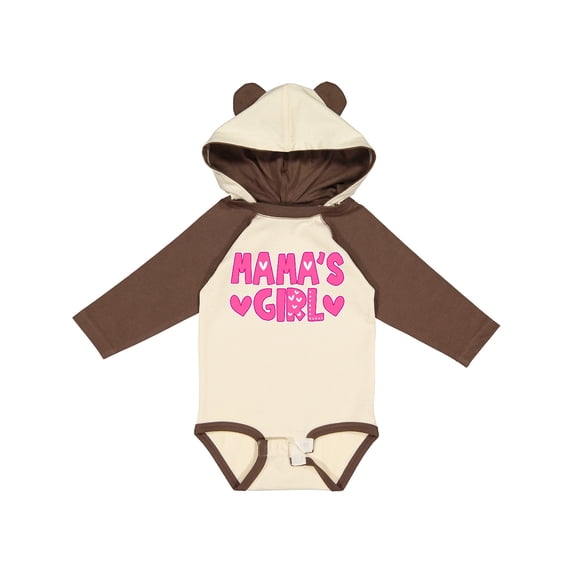 Inktastic Mama's Girl Pink with Hearts Girls Long Sleeve Baby Bodysuit