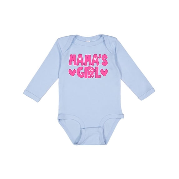 Inktastic Mama's Girl Pink with Hearts Girls Long Sleeve Baby Bodysuit