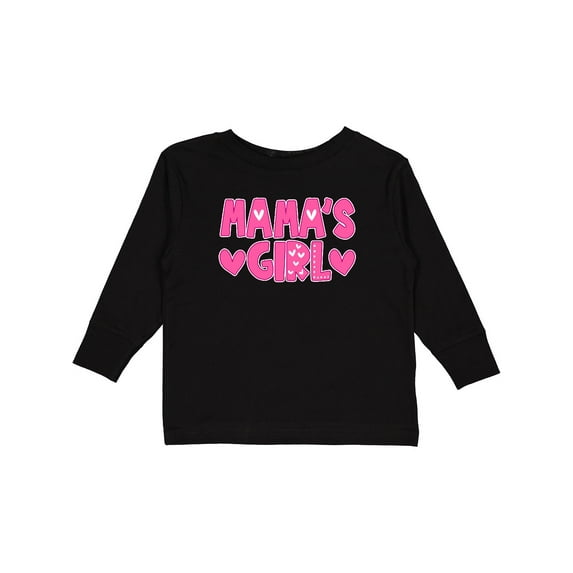 Inktastic Mama's Girl Pink with Hearts Girls Long Sleeve Toddler T-Shirt