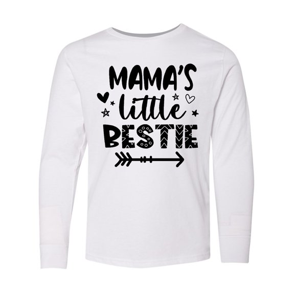Inktastic Mama's Little Bestie with Arrow and Hearts Long Sleeve Youth T-Shirt