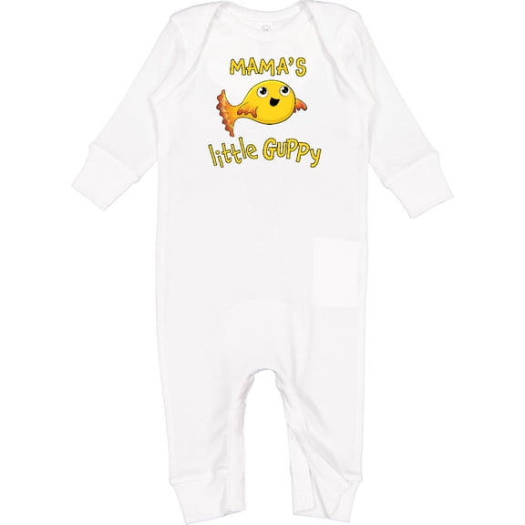 Inktastic Mama's Little Guppy Cute Yellow Fish Baby Romper Coveralls