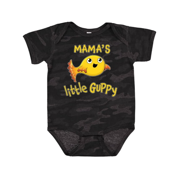 Inktastic Mama's Little Guppy Cute Yellow Fish Boys or Girls Baby Bodysuit