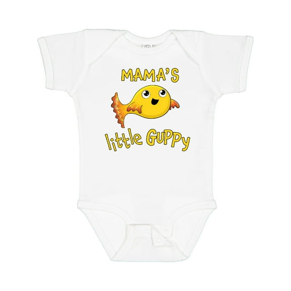 Inktastic Mama's Little Guppy Cute Yellow Fish Boys or Girls Baby Bodysuit