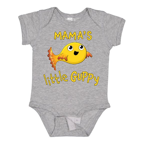 Inktastic Mama's Little Guppy Cute Yellow Fish Boys or Girls Baby Bodysuit