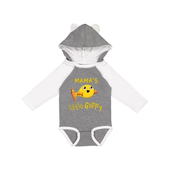 Inktastic Mama's Little Guppy Cute Yellow Fish Boys or Girls Long Sleeve Baby Bodysuit