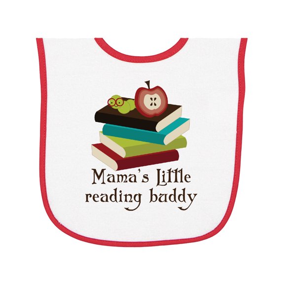 Inktastic Mamas Little Reading Buddy Bookworm Baby Terry Cloth Bib