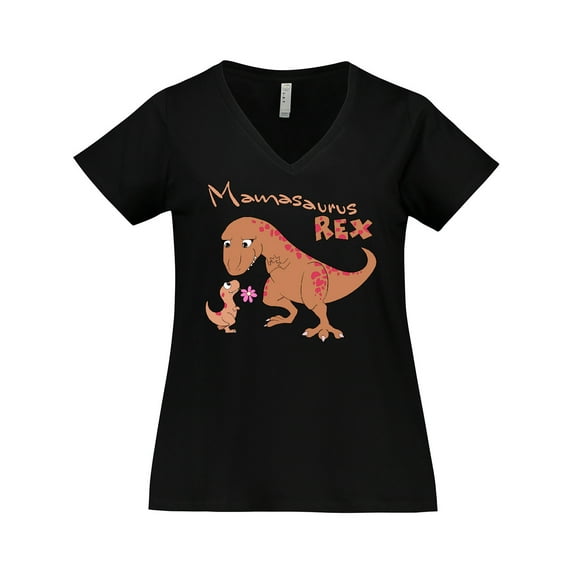 Inktastic Mamasaurus Rex Mother's Day Women's Plus Size V-Neck T-Shirt