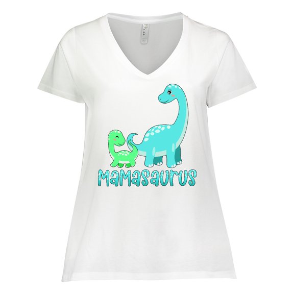 Inktastic Mamasaurus with Cute Brontosaurus Family Women's Plus Size V-Neck T-Shirt