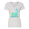 thumbnail image 1 of Inktastic Mamasaurus with Cute Brontosaurus Family Women's V-Neck T-Shirt, 1 of 5