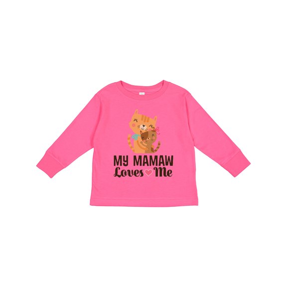 Inktastic Mamaw Loves Me Girl Granddaughter Cat Girls Long Sleeve Toddler T-Shirt