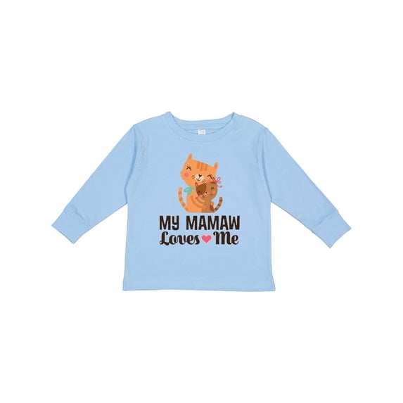 Inktastic Mamaw Loves Me Girl Granddaughter Cat Girls Long Sleeve Toddler T-Shirt