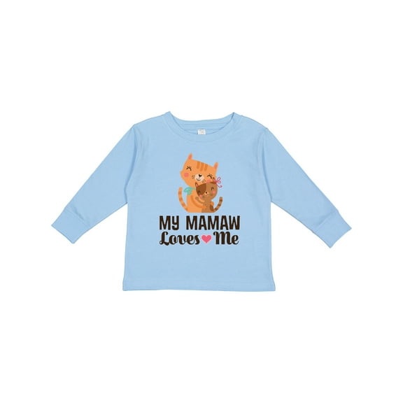 Inktastic Mamaw Loves Me Girl Granddaughter Cat Girls Long Sleeve Toddler T-Shirt