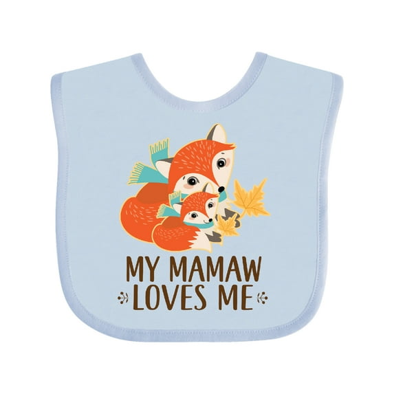 Inktastic Mamaw Loves Me Grandchild Fox Boys or Girls Baby Bib