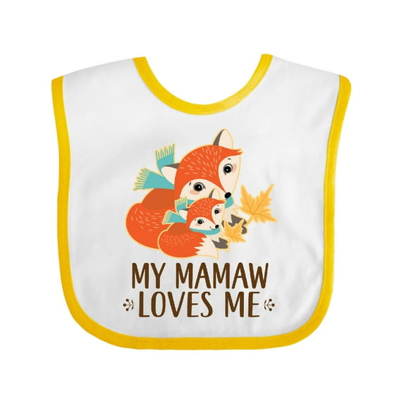 Inktastic Mamaw Loves Me Grandchild Fox Boys or Girls Baby Bib