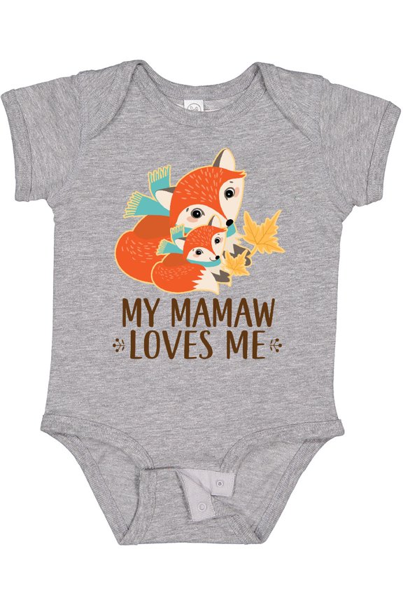 Mamaw Loves Me Grandchild Fox Boys or Girls Baby Bodysuit