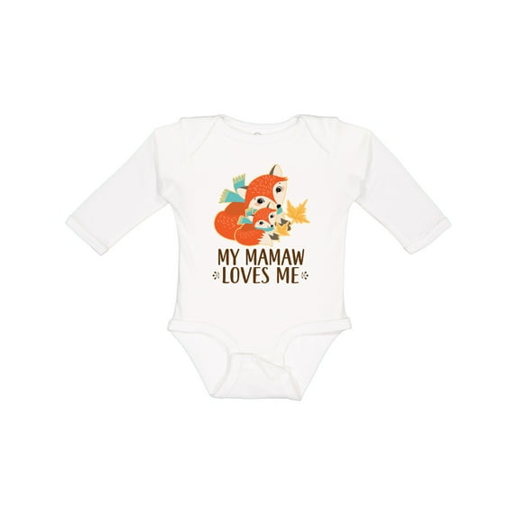 Inktastic Mamaw Loves Me Grandchild Fox Boys or Girls Long Sleeve Baby Bodysuit