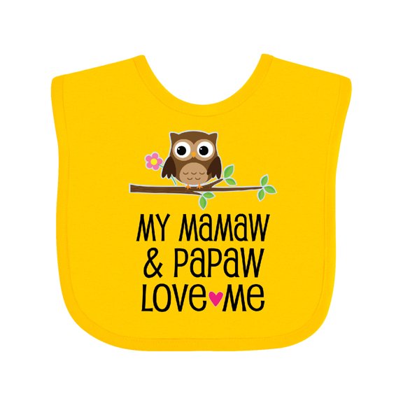 Inktastic Mamaw and Papaw Girl Granddaughter Owl Girls Baby Bib