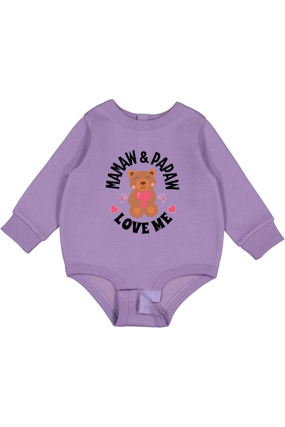 Mamaw and Papaw Love Me Grandchild Bear Baby Fleece Bodysuit
