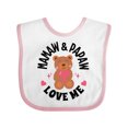 thumbnail image 1 of Inktastic Mamaw and Papaw Love Me Grandchild Bear Girls Baby Bib, 1 of 4