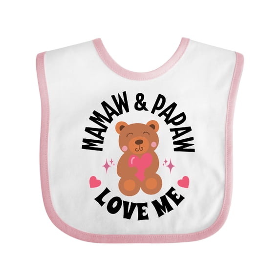 Inktastic Mamaw and Papaw Love Me Grandchild Bear Girls Baby Bib