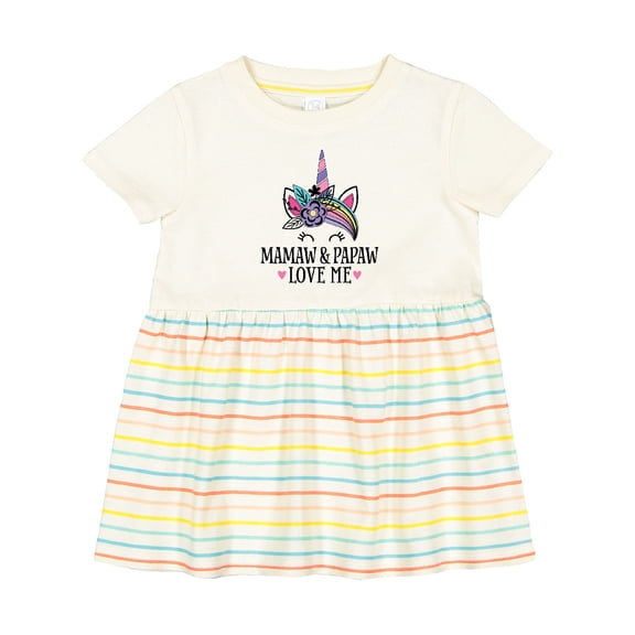 Inktastic Mamaw and Papaw Love Me Granddaughter Unicorn Girls Baby Dress