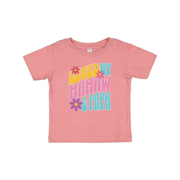 Inktastic Mamaw and Papaw Retro Flowered Girls Baby T-Shirt