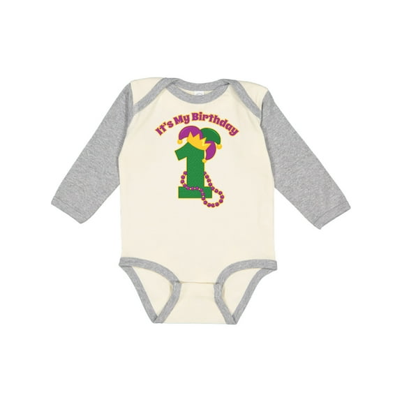 Inktastic Mardi Gras 1st Birthday Boys or Girls Long Sleeve Baby Bodysuit