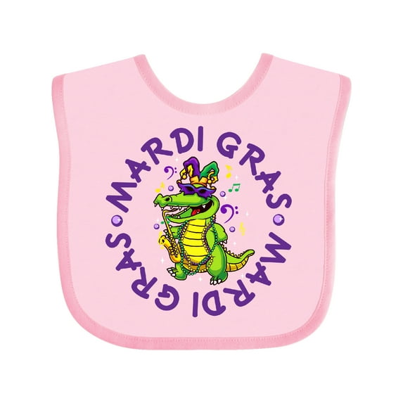 Inktastic Mardi Gras 2021 Party Alligator Boys or Girls Baby Bib