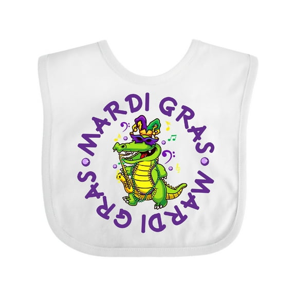 Inktastic Mardi Gras 2021 Party Alligator Boys or Girls Baby Bib