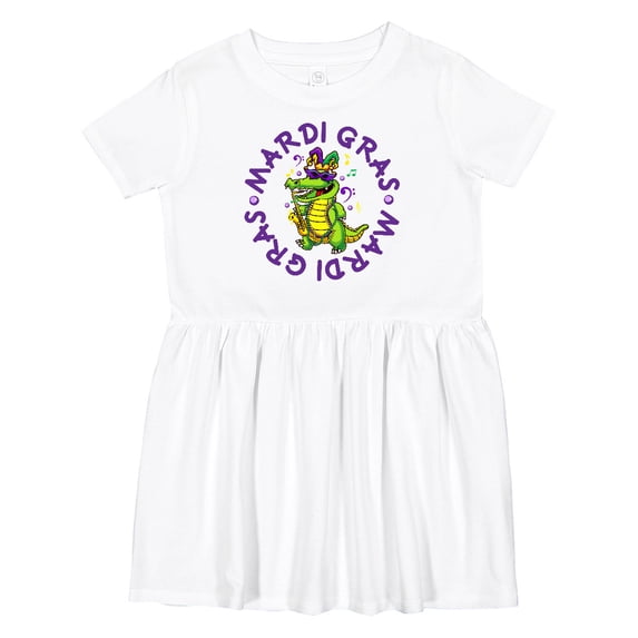 Inktastic Mardi Gras Party Alligator Girls Toddler Dress