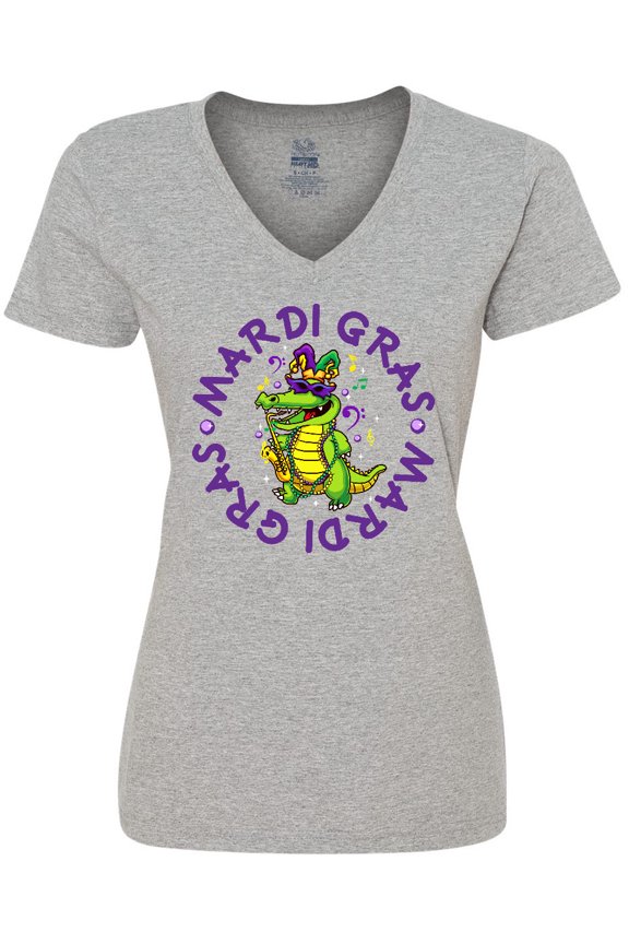 Mardi Gras 2021 Party Alligator Women's V-Neck T-Shirt