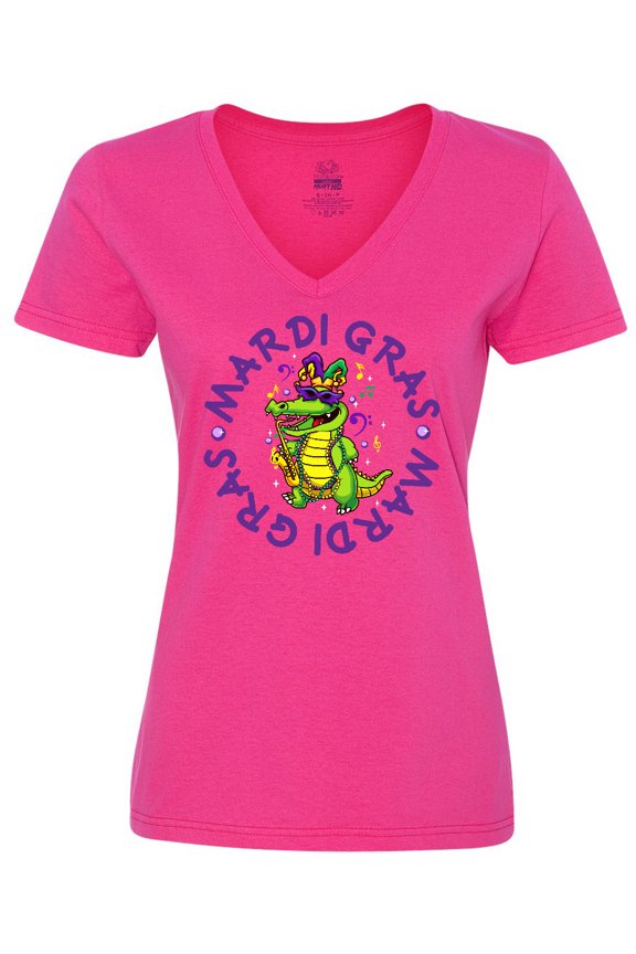 Mardi Gras 2021 Party Alligator Women's V-Neck T-Shirt