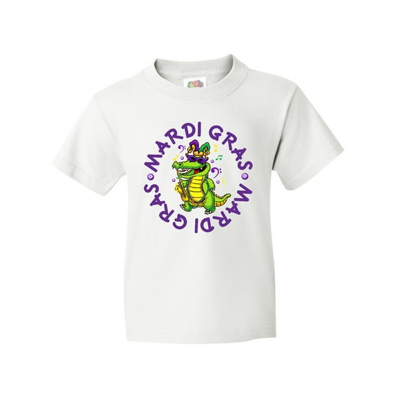 Inktastic Mardi Gras 2021 Party Alligator Youth T-Shirt